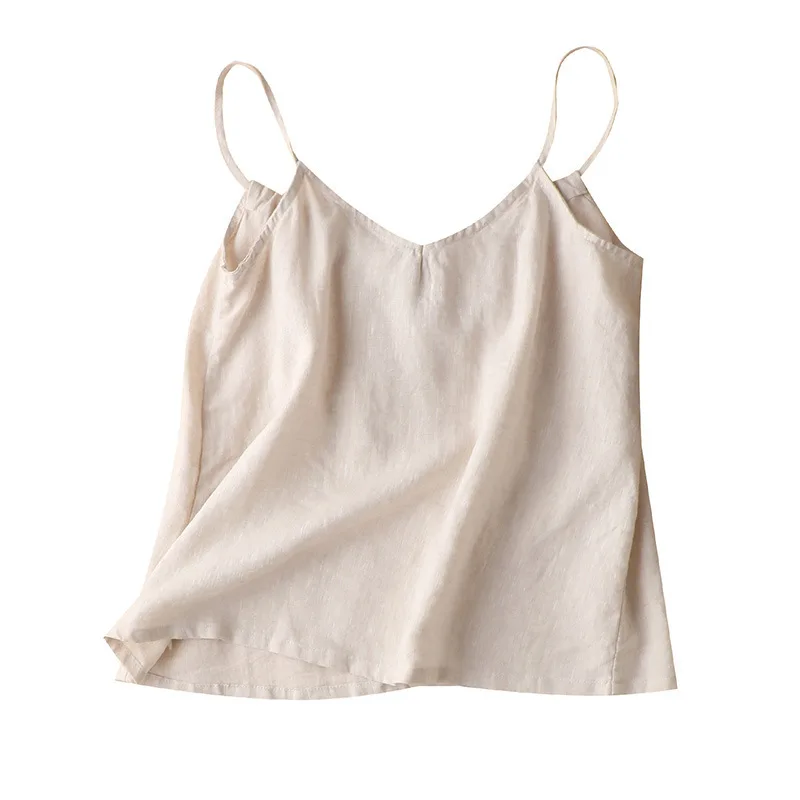 

Suchan Women Camis Tank Top Linen 2021 Summer Office Lady Basic Casual Sleeveless Fashion Slolid Top Spaghetti Strap Tank Top