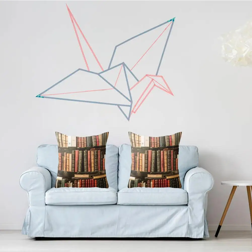 

45*45cm Retro Books Bookshelf Series Pillowcase Office Case Cushion Chair Sofa Waist Decorative Pillow Vintage Bedroom Car F9C1