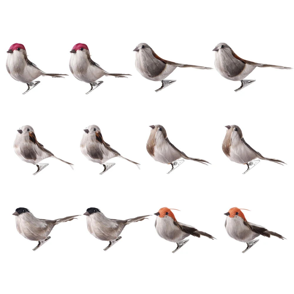 

Wedding Decoration Mini Sparrow Ornaments Artificial Foam Feather 12pcs 11cm Party Accessories DIY Craft Little Bird