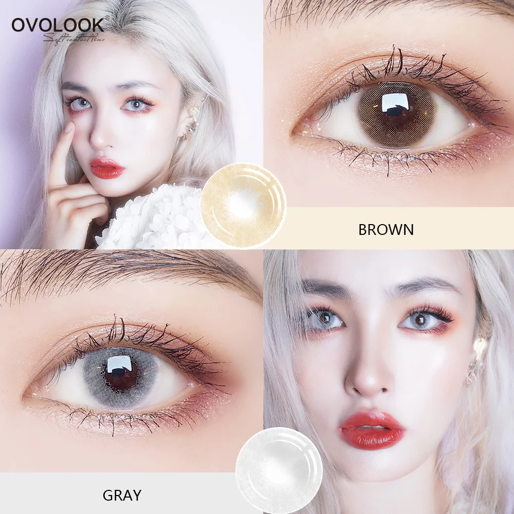 

OVOLOOK-2pcs/pair Beautiful Lenses 6 Tone Contact Lenses for Eyes Colored Lenses for Eyes Yearly Use Eye Contacts Eye Color Lens