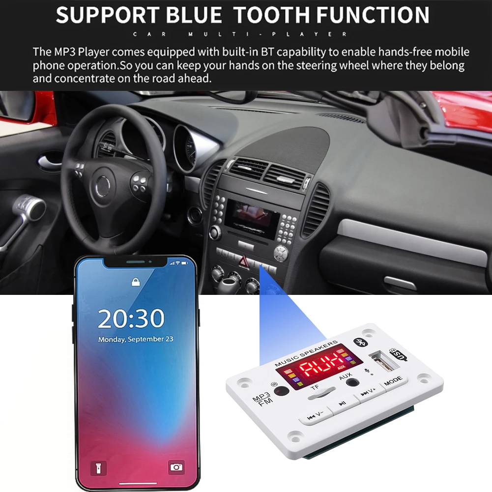 Mp3-плеер без использования рук декодер плата 5 В Bluetooth 0 автомобильный