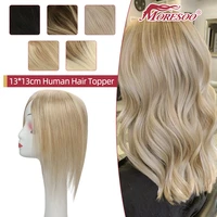 moresoo hair toppers 100 real human hair machine remy hair brazilian clip in hair piece for women mono and pu top straight