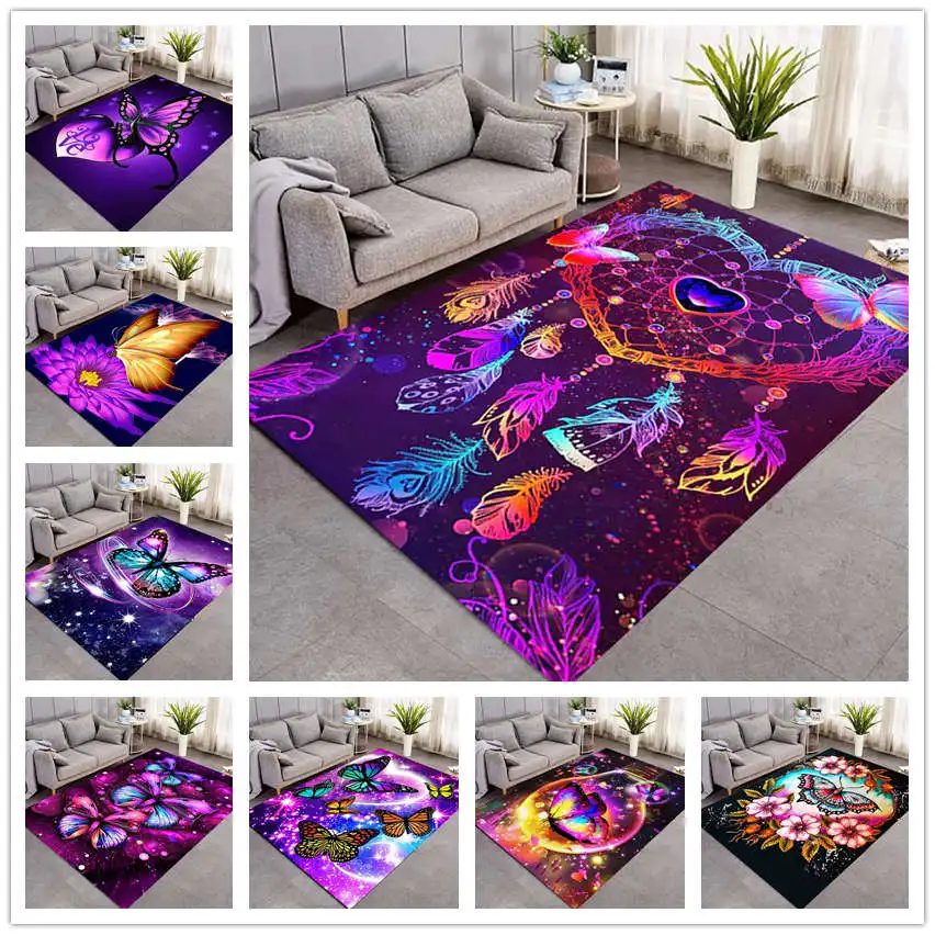 

new Animal Butterfly pattern Carpets for Living room Bedroom Area Rugs Child Room Play Rug Cartoon 3D Printing Kids Game Mats