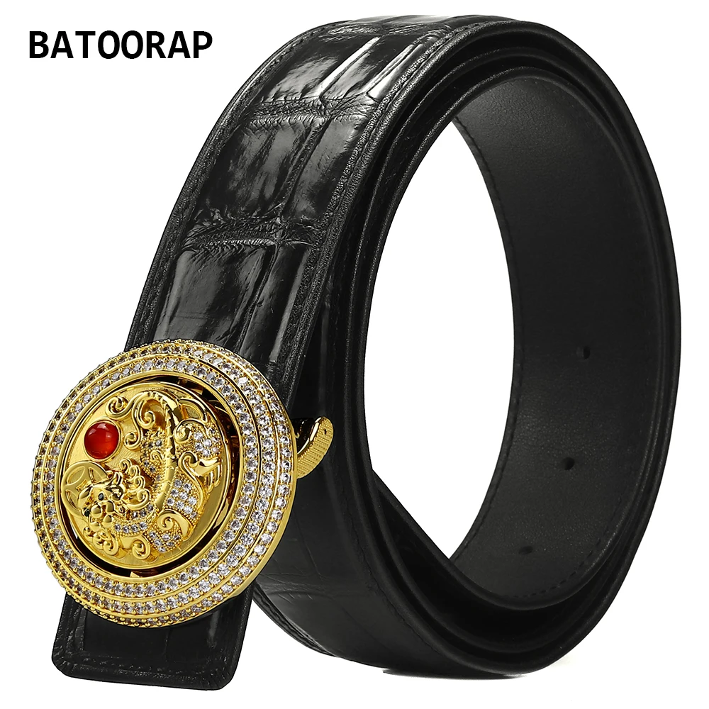 BATOORAP Luxury Designer Crocodile Belt High Quality Brave Troops Stainless Steel Buckle Men Alligator Belly Waist Belts G101P25