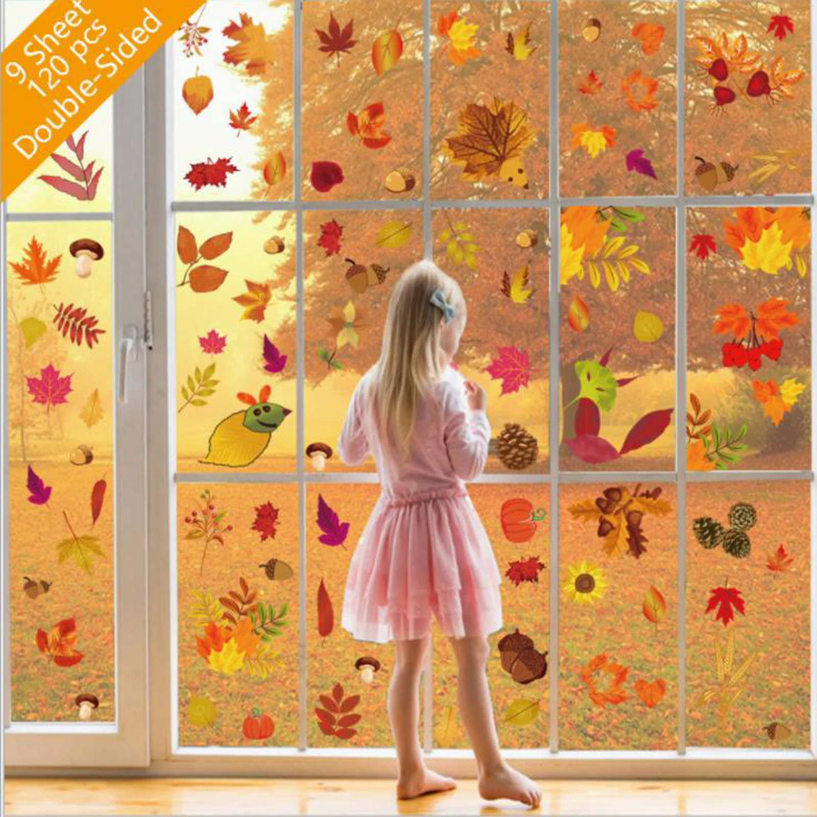 

Настенная наклейка домашняя статическая наклейка с принтом кленовых листьев настенный плакат декоративная бумага для стен окон дверей