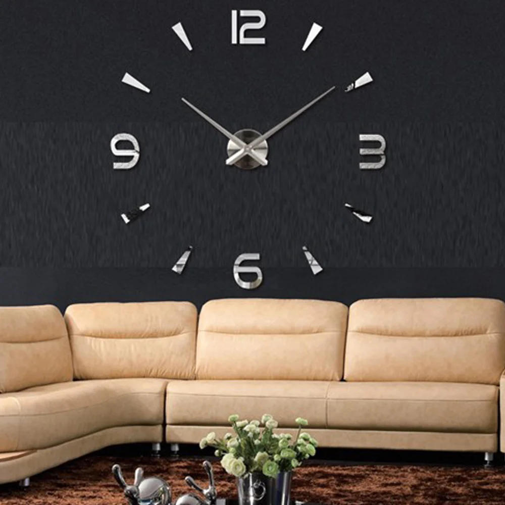 Большие бесшумные 3D настенные часы YAMEID современный дизайн-маятник металлические