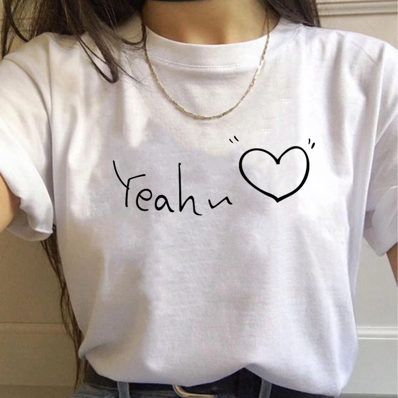 

Letter love heart Graphics Print Women T shirt Summer Casual Short Sleeve O-neck Female T-shirts 5 colors Tops Tees