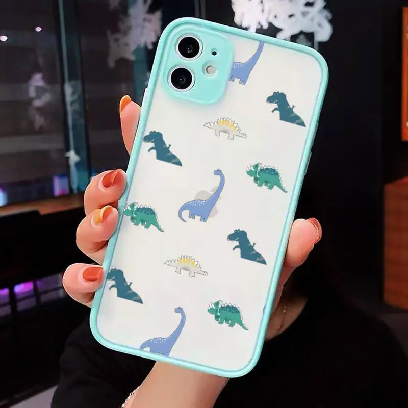 

Cute little dinosaur cartoon animal Phone Cases matte transparent For iphone 7 8 11 12 plus mini x xs xr pro max cover