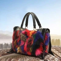 new fashion womens handbag top handle tote bag colorful fur winter sac a main luxury designer crossbody bags