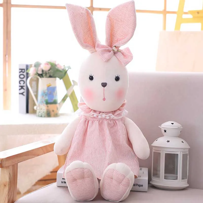 Розовый 45/60/75/95 см мультфильм кукла-кролик мягкие подушки с кроликом, одетый для девочек «милый кролик» рюкзак детские школьные сумки успокоить Куклы для младенцев - Цвет: Розовый