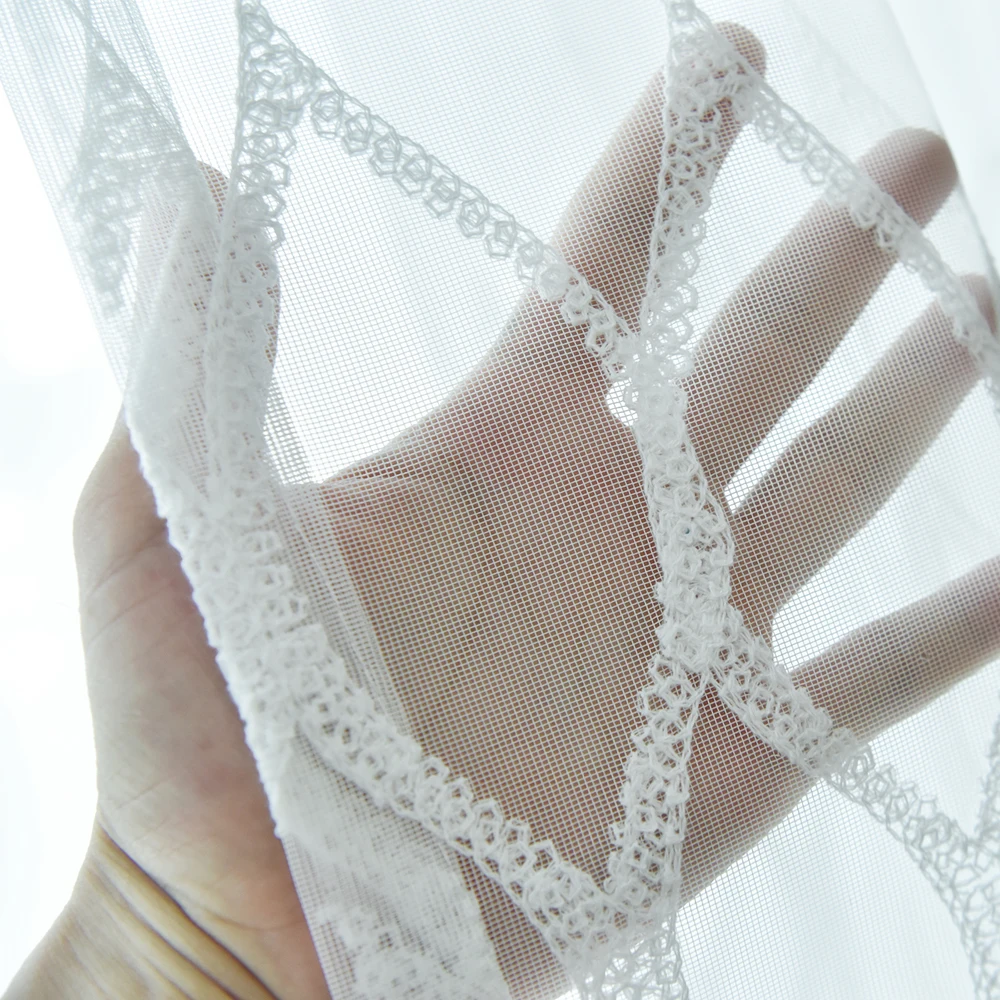 Прозрачные Занавески с геометрической вышивкой для спальни Современные Простые