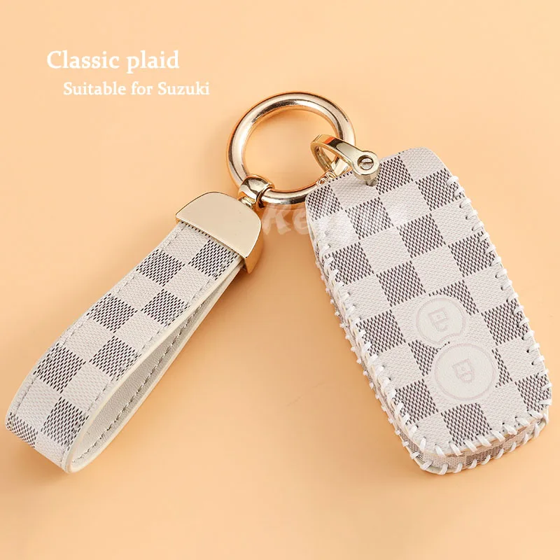 

Leather Car Remote Key Cover Case For Suzuki SX4 Swift Grand Vitara Scorss XL-7 Keychain Auto Accessories