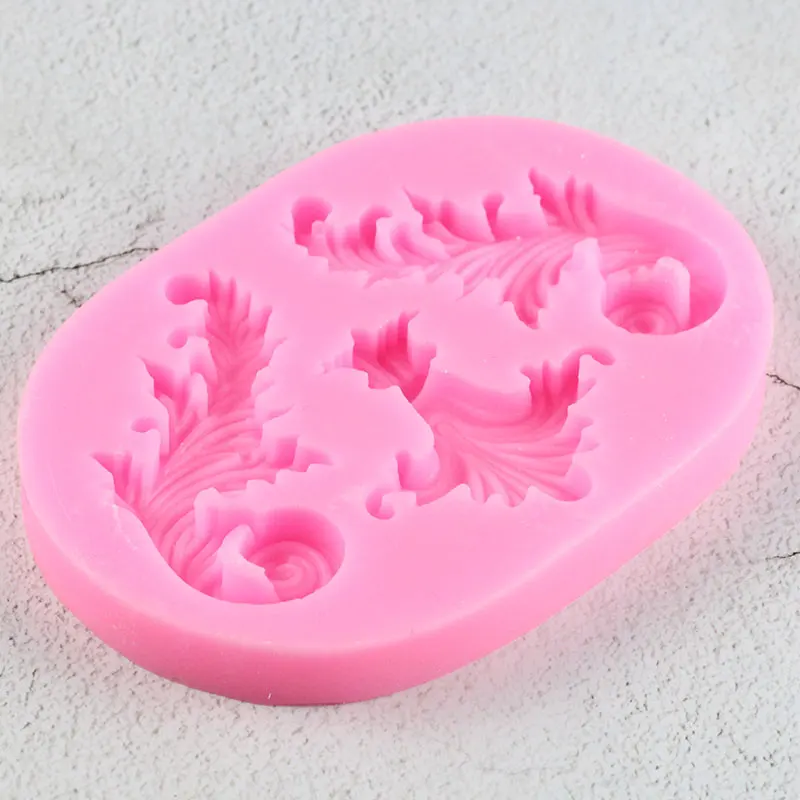 Прокрутки рельефа силиконовые формы для выпечки листья помадка кекса торт