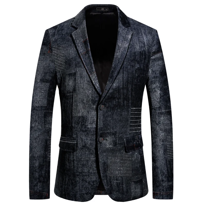 Gzdeerax мужской пиджак из синего плюша роскошный однобортный бархатный