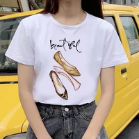 new pretty lady images printed t shirts women harajuku streetwear casual plus size white t shirt girl summer tee top femme