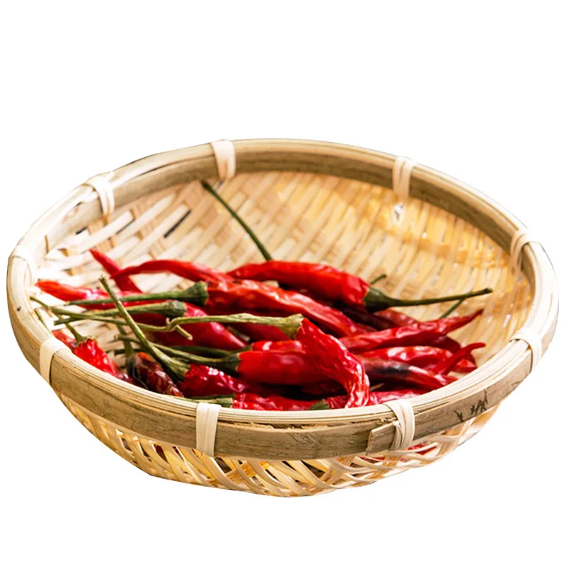 Ручная работа бамбуковое плетение круглое хранилище корзина для фруктов блюдо