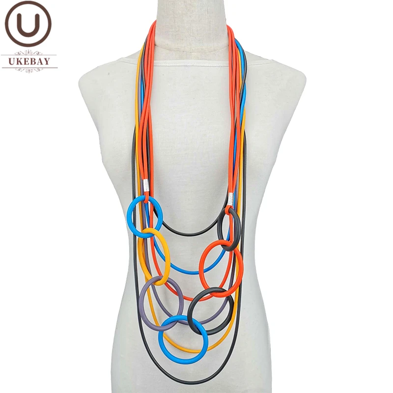 UKEBAY NEW Multicolor Pendant Necklaces For Women Big Necklaces Handmade Designer Luxury Jewelry 7 Colors Bohemia Sweater Chain