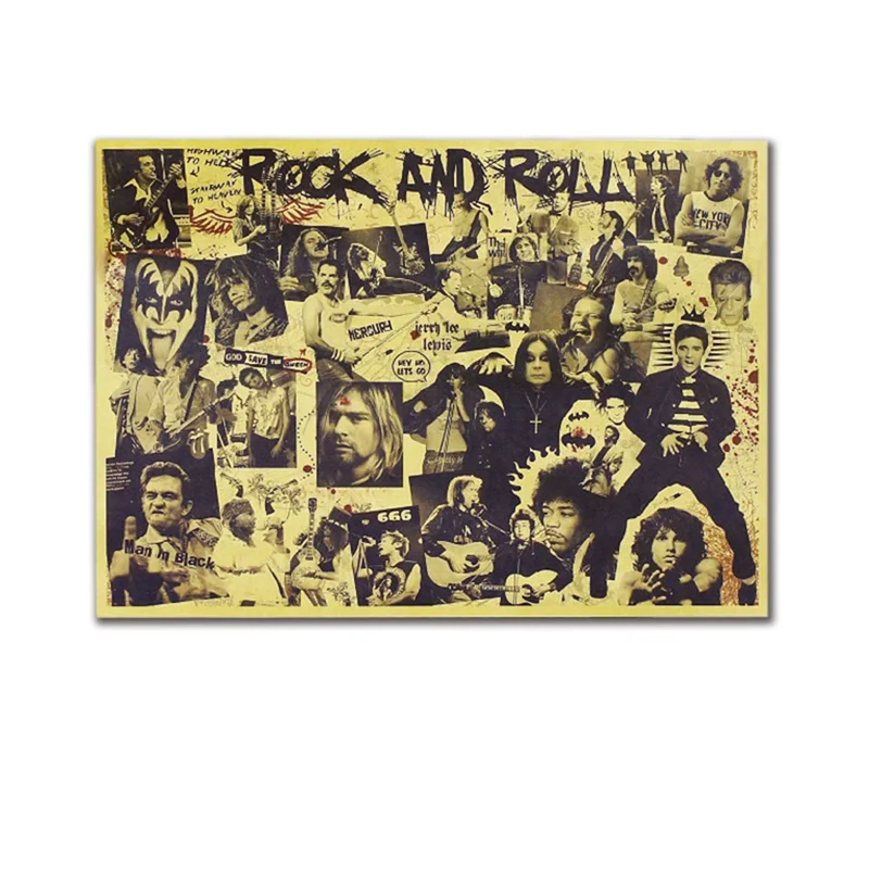 

Rock and Roll Music Posters Famous Rock Singer Personalised Room Decoration Craft Paper Wall Sticker Coffee store Bar home Decor