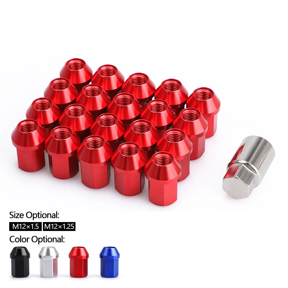 

21Pcs/Set Car Anti-theft 6061 Aluminum Alloy Wheel Lock Nuts Length 35MM M12*1.5 M12*1.25 For JDM Aftermarket Lug Nuts