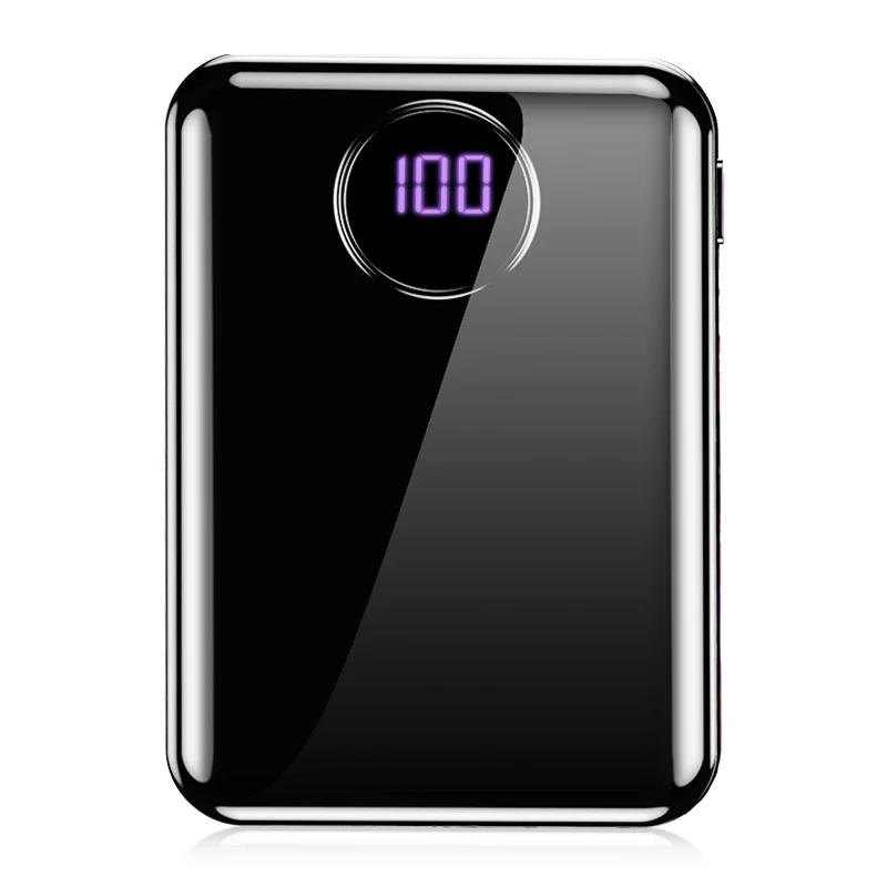 KUULAA, Дополнительный внешний аккумулятор, 10000 мА/ч, портативный, быстрая зарядка, внешний аккумулятор 10000, двойной USB, внешний мини-аккумулятор, зарядное устройство для Xiaomi Mi, повербанк - Цвет: Black