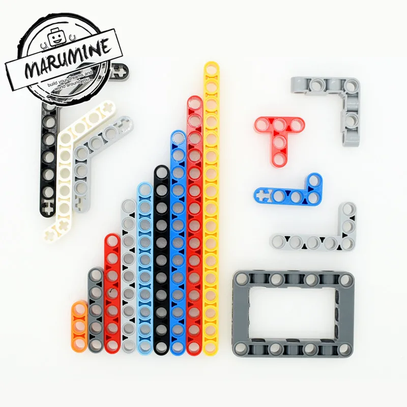 MARUMINE 50 шт./лот Technic Liftarm прямые блоки техника для закручивания строительных кирпичей набор образовательных игрушек для детей