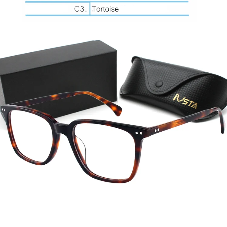 IVSTA квадратные очки с диоптриями компьютер мужские оправы acetate OV 5031» Джонни Деппом с защитой от синего света NDG Близорукость Оптические очки - Цвет оправы: Tortoise-plain lens