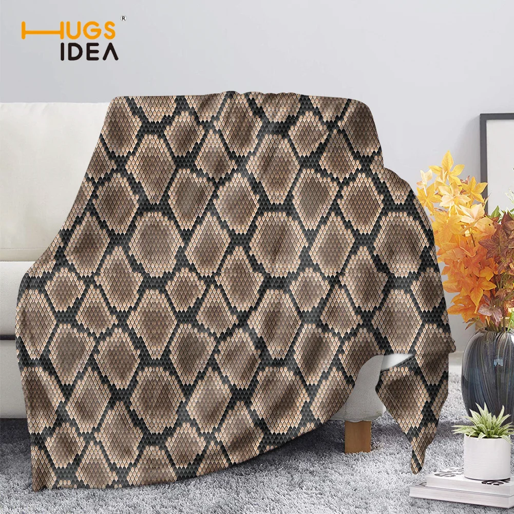 

HUGSIDEA Plush Bed Cover Blanket Fluffy Faux Fur For Ladies Females SNAKESKIN PYTHON SKIN PATTERN Design Sofa Couch Bedspreads