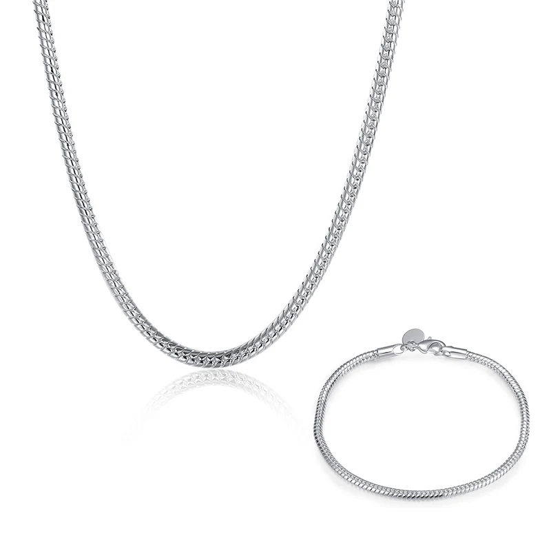 DOTEFFIL 925 Sterling Silver 3mm 20 Inch Snake Chain Necklace 8 Inch Bracelet For Women Wedding Engagement Party Jewelry
DOTEFFIL 925 Sterling Silver 3mm 20 Inch Snake Chain Necklace 8 Inch Bracelet For Women Wedding Engagement Party Jewelry