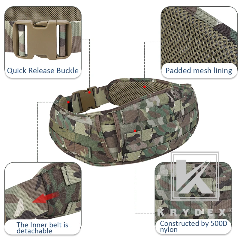Ремень KRYDEX Multicam Тактический с мягкой системой MOLLE многофункциональный