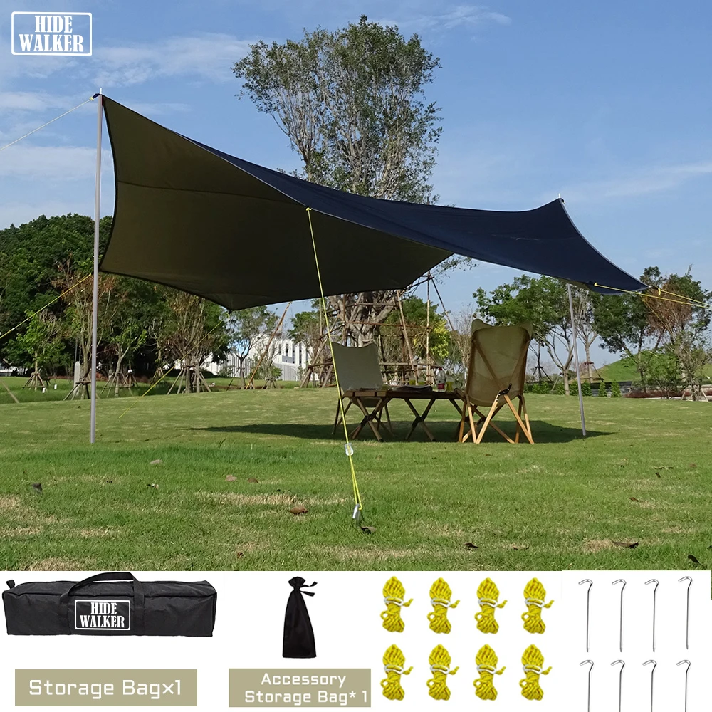 

5.1x5.1m Large Tarp Screen Tent Waterproof Octagon Family Sun Shelter Outdoor Camping Awning Canopy Sunshade for Picnic Barbecue