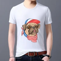 mens t shirt white fashion printing casual round neck t shirt cute dog pattern short sleeve top young mens plus size clothes