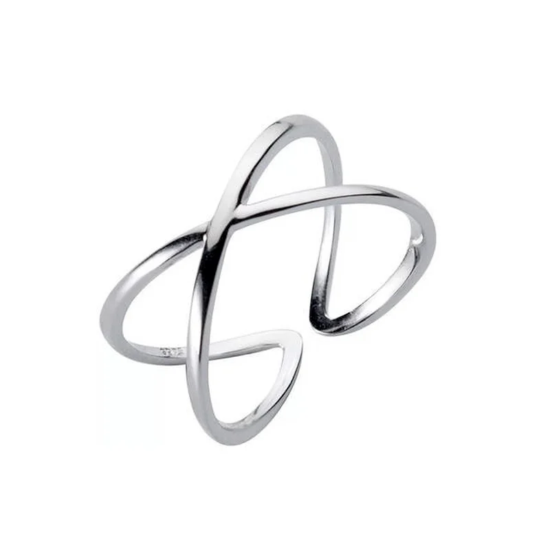 

New 2021 Silver Cross Ring Fashion Retro Resizable Rings for Women Luxury Jewelry Accessories Charm Adjustable Ring Whole Sale