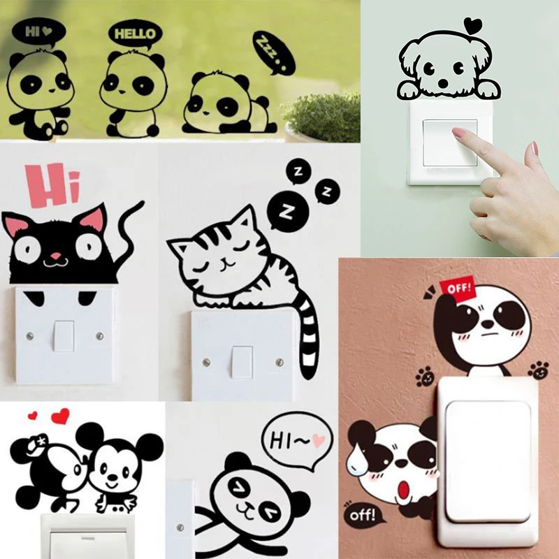 

Switch Wall Sticker Wall Stickers Cartoon Panda Light Removable Decal Wall Art Switch Stickers Animal Lovely Home Decoration