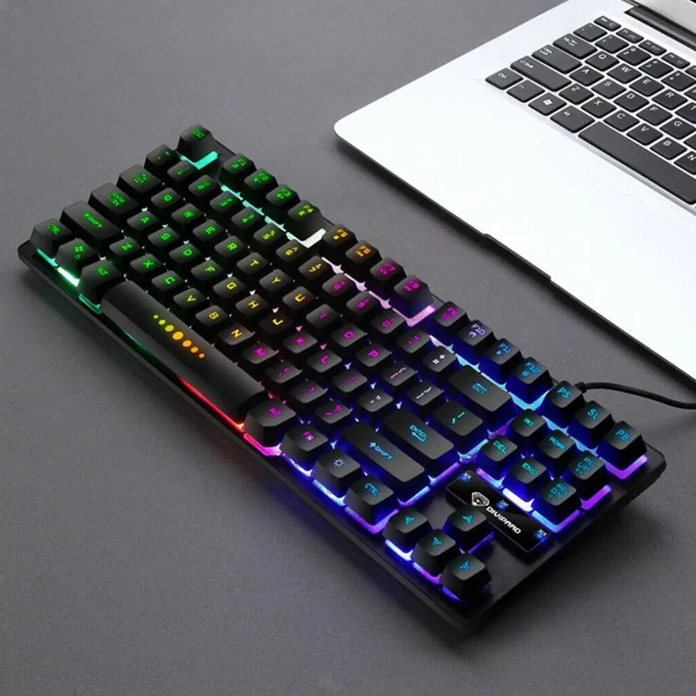 

Luminous Gaming Mechanical Hand Feeling Keyboard 87 Rgb Keybord For Tablet Keys Usb Backlit Desktop Wired Waterproof Led Wi J7b3