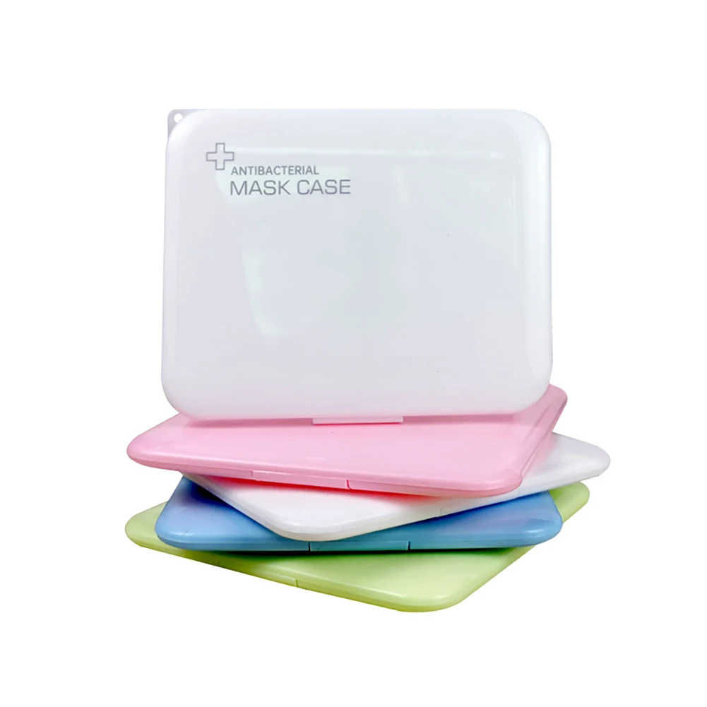 

Saves masks box Mask Storage Case Portable Square Face Masks Container Safe Disposable Solid color Cartoon students Organizer
