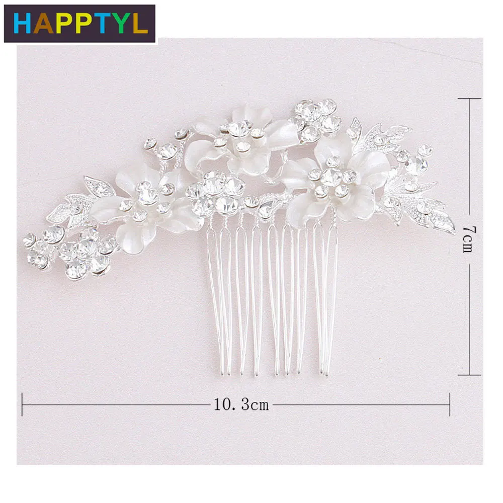 HAPPTYL 1 шт розовый золотой гребень для волос невесты заколка со стразами цветок