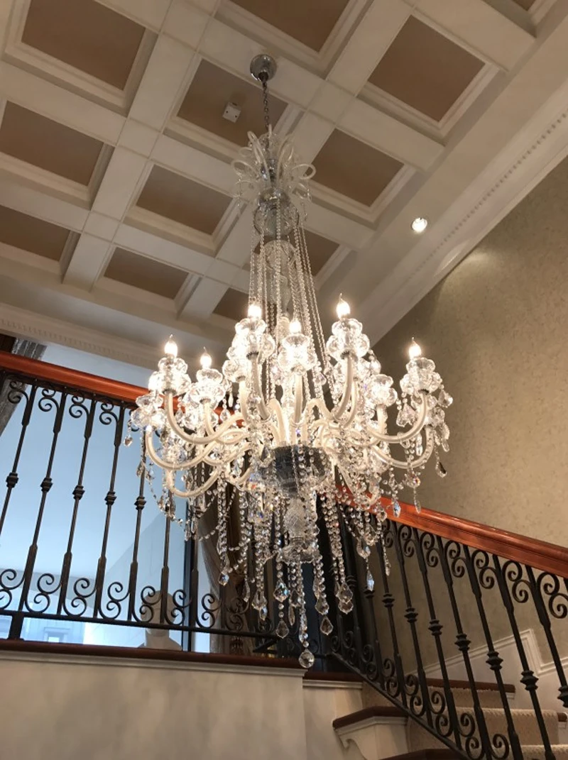 

Long Stair Chandelier Crystal Foyer Light Modern Fashion Living Room Dining Hall Complex Staircase Lighting chandelier Large