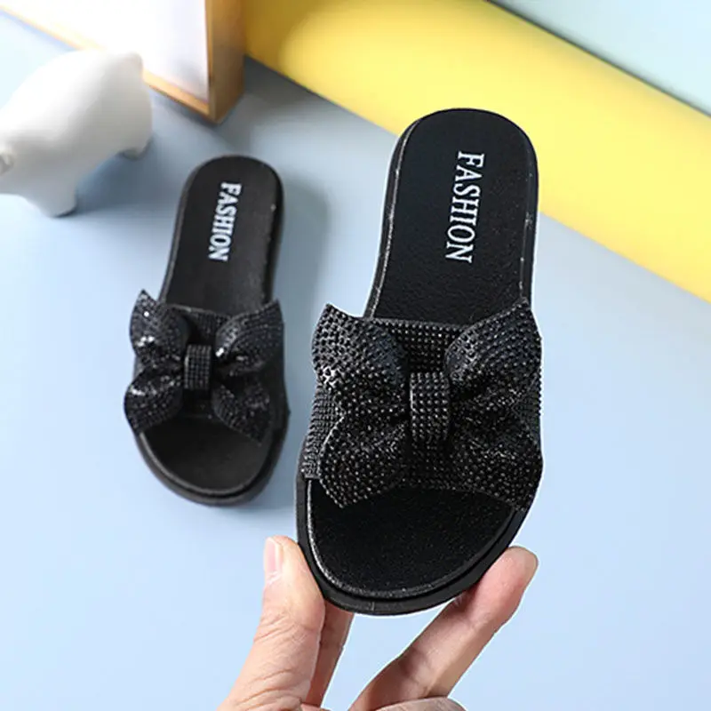 Новинка 2021 тапочки принцессы для девочек с розовым бантом украшенные