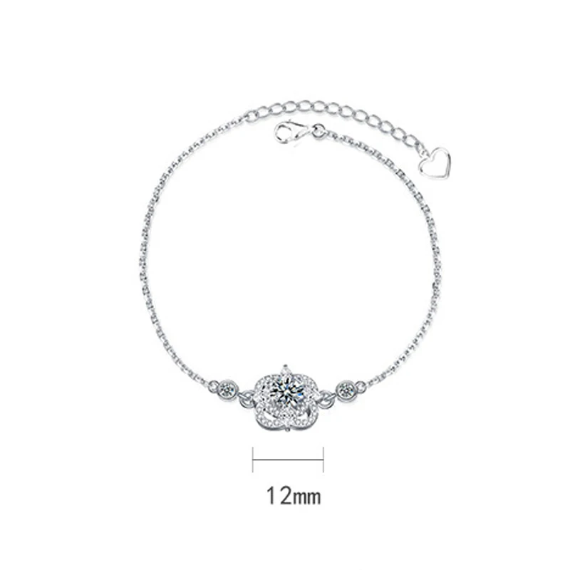 Браслет женский из серебра 100% пробы с четырьмя листьями клевера 925 карат - купить