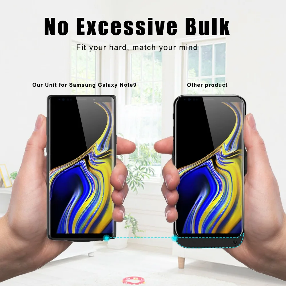 XGODY чехол для батареи для samsung Galaxy NOTE 9 Силиконовый противоударный чехол для зарядного устройства 5000 мАч Тонкий чехол для банка питания