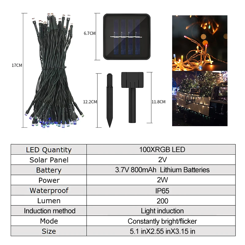12 м многоцветная Солнечная лампа наружная водонепроницаемая эльфа