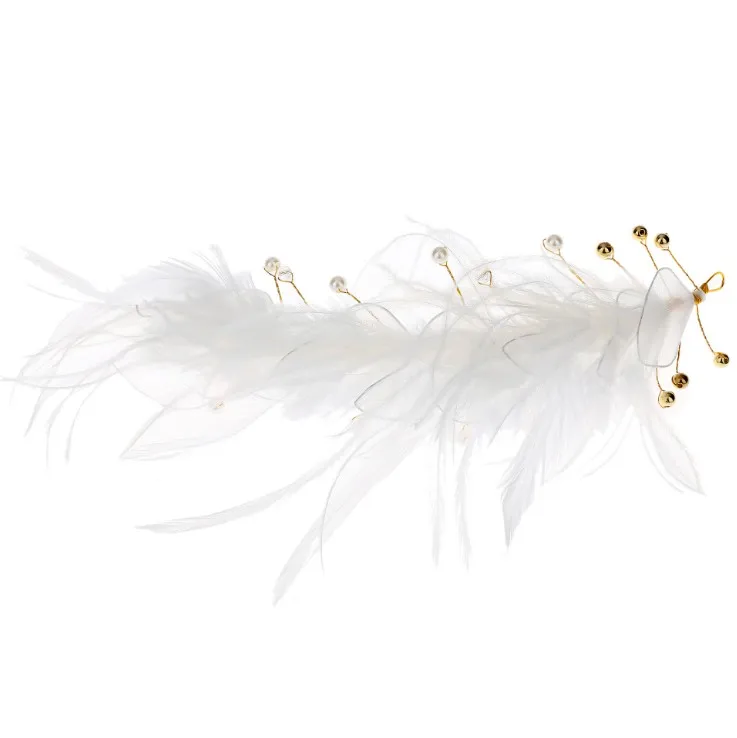 Женская тиара с белыми перьями повязка для волос украшением вечерние свадебные