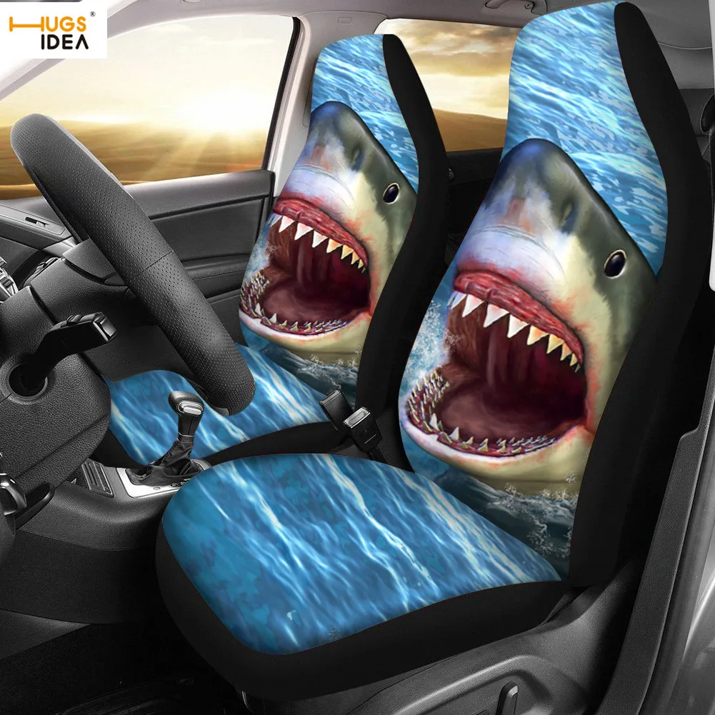 

HUGSIDEA 2 шт. крутой 3D чехол на сиденье автомобиля с принтом акулы защитный чехол на сиденье автомобиля морская тематика животные SUV украшение п...