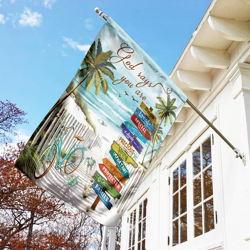 Пляжная черепаха Бог говорит что вы флаги и баннеры украшение для дома сада двора