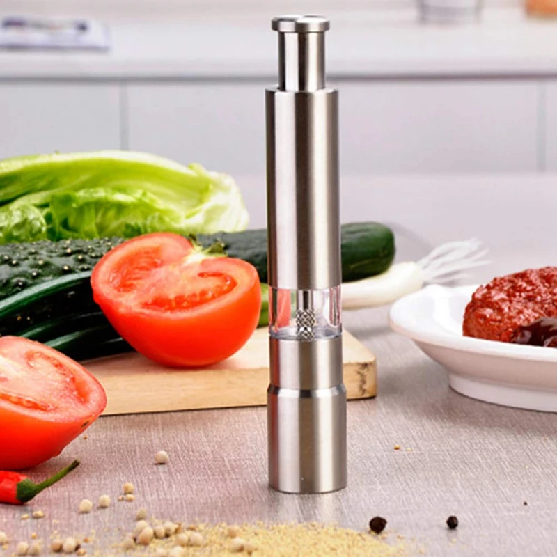 

Salt and Pepper Mill Set, Stainless Steel Salt and Pepper Grinder Durable One Hand Operation Salt and Pepper Mill 2 Pack