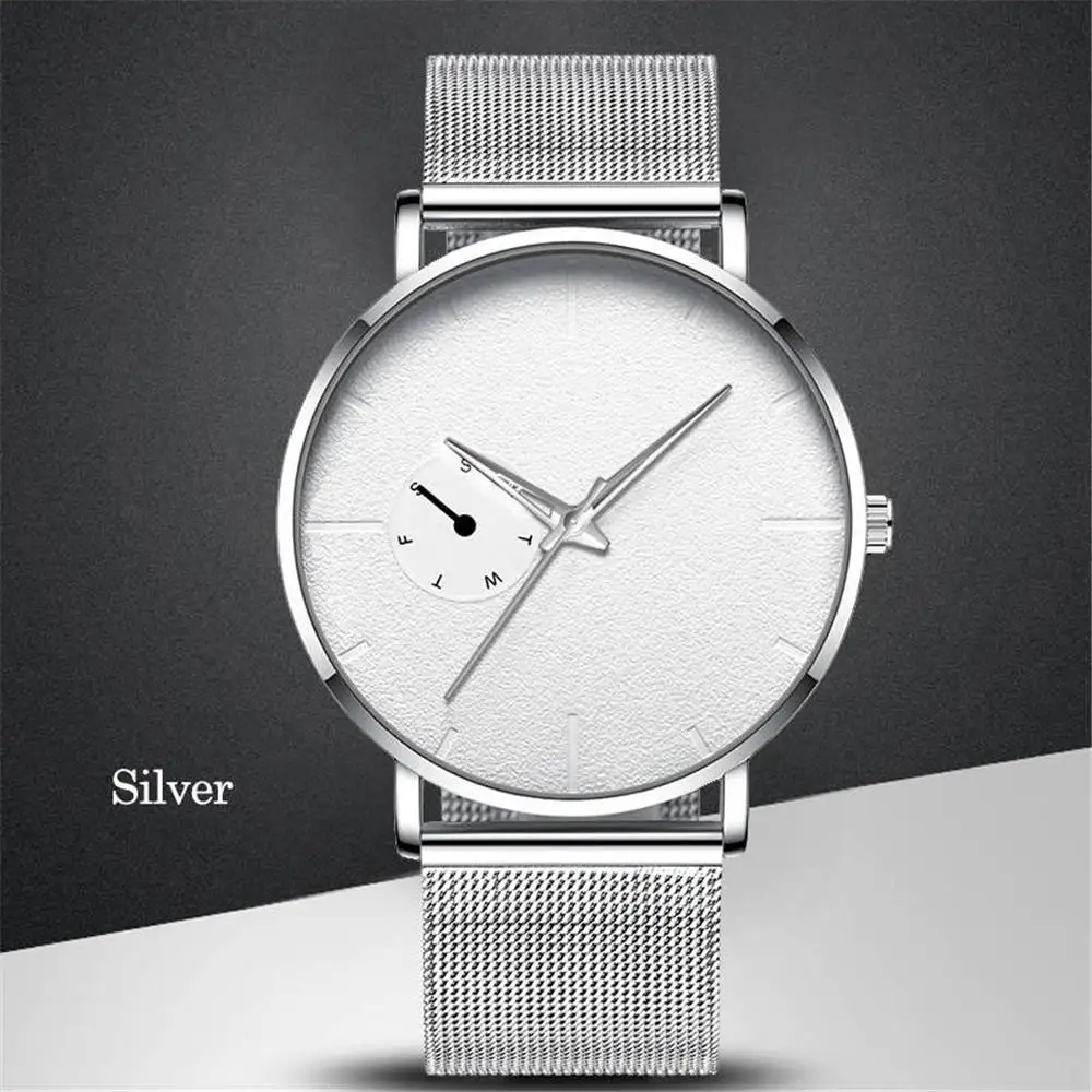 Men's Watch Sports Fashion Casual Ultra-thin Stainless Steel Case Net Belt with Quartz Business Gifts | Наручные часы