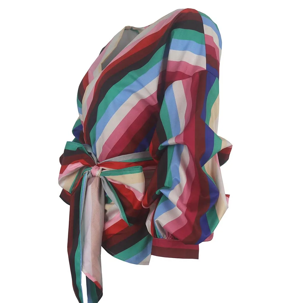 Женская блузка с пышными рукавами модная разноцветная офисная Повседневная