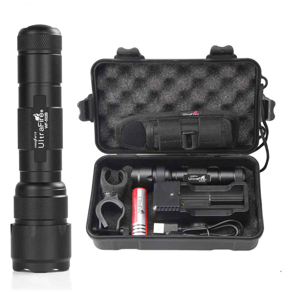 Светодиодный фонарь UltraFire 502B 18650 фонарик Портативный тактический светодиодный