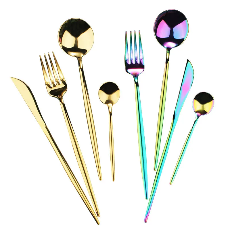 Португальские столовые приборы из нержавеющей стали 304 яркий Западный