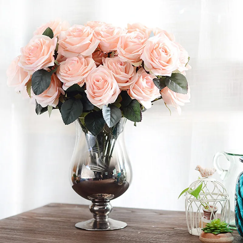 

Искусственные розы, букет шелковых цветов для свадьбы, дома, сада, вечеринки, искусственные сухие натуральные цветы, свадебное украшение